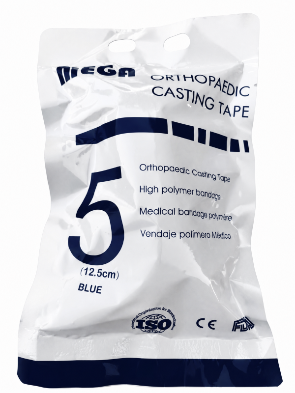 شريط تجبيس عظام بوليمر مصبوب من ميجا (MEGA Orthopaedic Casting Tape) - مقاس 5 (12.5 سم) - لون أزرق