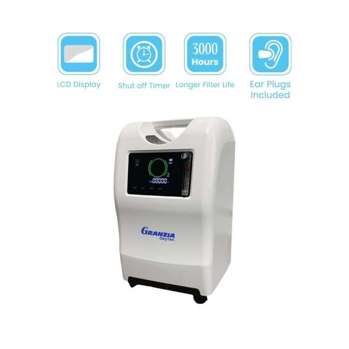 OXY Ten مولد الأكسجينجهاز تركيز الأكسجين Granzia OxyTon 10 لتر – تركيز أكسجين حتى 96% للاستخدام المنزلي والطبي