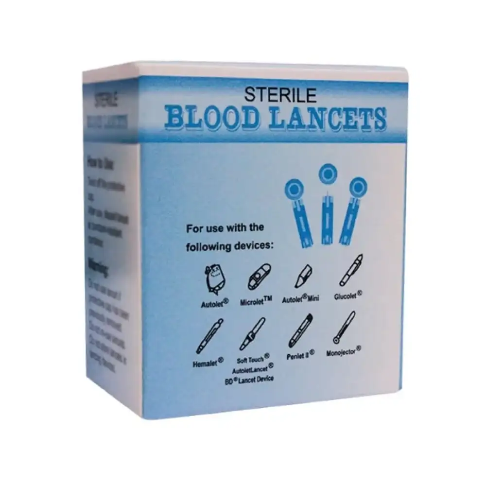 علبة سنون شكاكات ١٠٠ سن - Sterile Blood Lancets