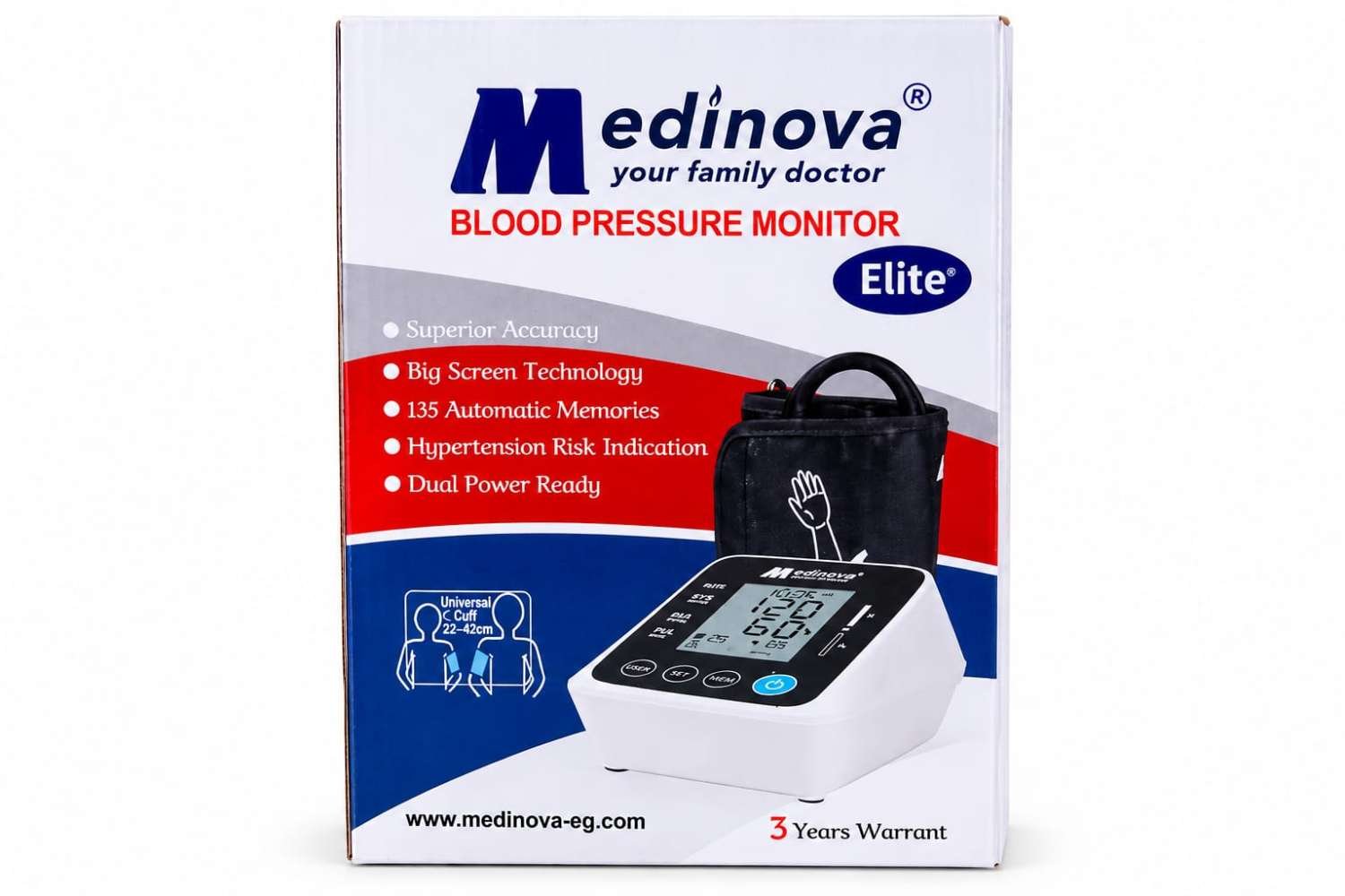 جهاز قياس ضغط الدم الرقمي Medinova Elite للذراع الأوتوماتيك