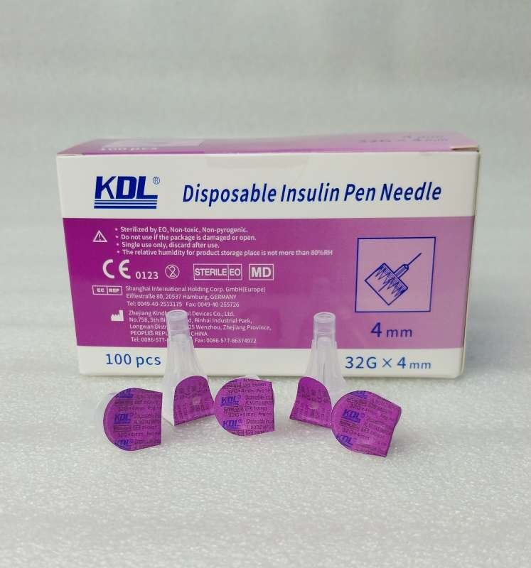 سنون قلم أنسولين KDL – مقاس 32G × 4 مم – عبوة 100 إبرة KDL Disposable Insulin Pen Needle – 32G × 4mm (100 pcs)