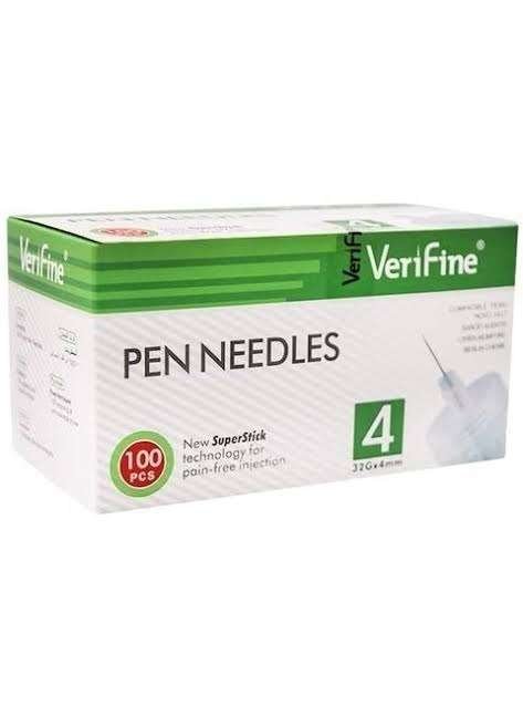 سنون أقلام الأنسولين فيريفاين 32G × 4 مم – VeriFine (100 سن)