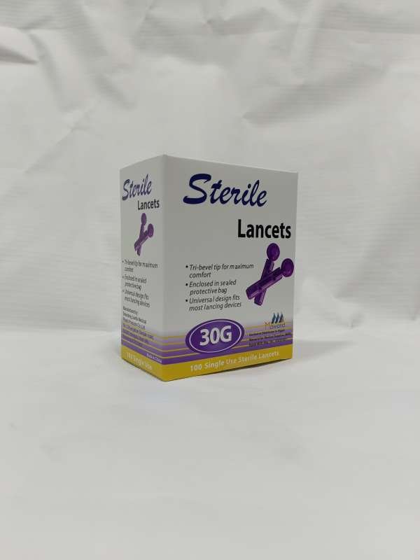 علبة سنون شكاكات ١٠٠ سن - Sterile Blood Lancets
